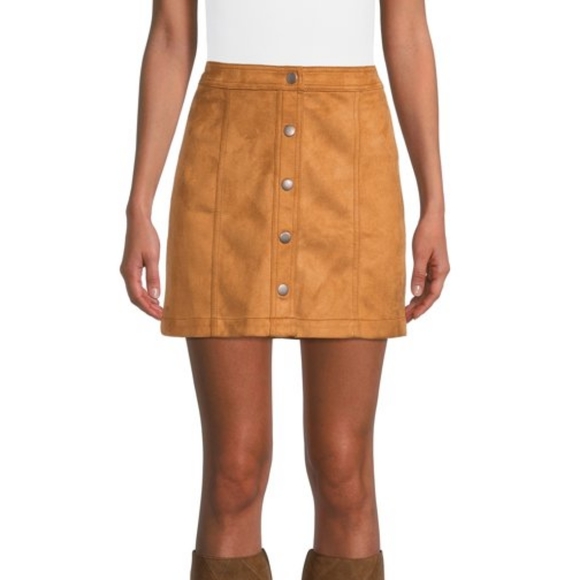 Mustard Yellow Button Skirt Mini - Picture 1 of 9